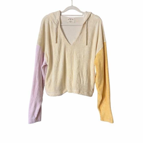 Electric & Rose Women's Hacienda Hooded Sweater Small Yellow Velour Colorful - Picture 2 of 8